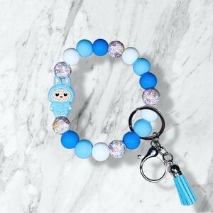 Labubu Blue The Monsters Beaded Wristlet Keychain
